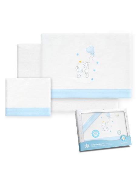 Triptico Coche Franela Elefante Globo Corazon Bco/Azul