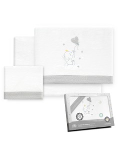 Triptico Coche Franela Elefante Globo Corazon Bco/Gris