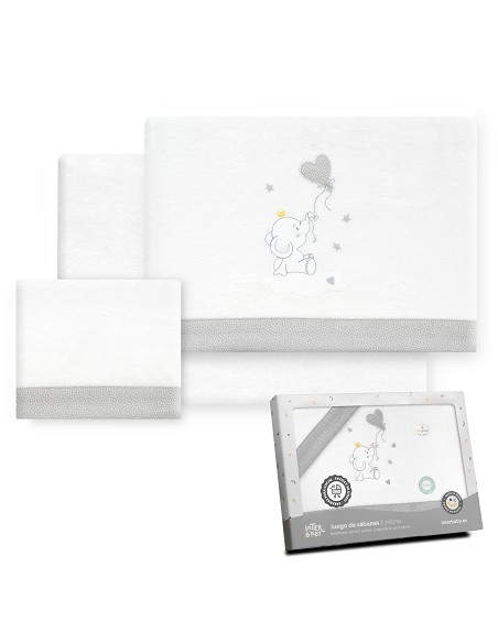 Triptico Coche Franela Elefante Globo Corazon Bco/Gris