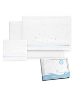 Triptico Coche Franela Estrellas Luna Bco/Azul