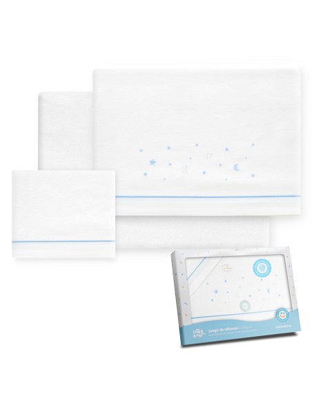 Triptico Coche Franela Estrellas Luna Bco/Azul