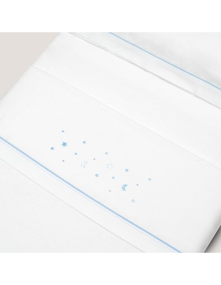 Triptico Coche Franela Estrellas Luna Bco/Azul